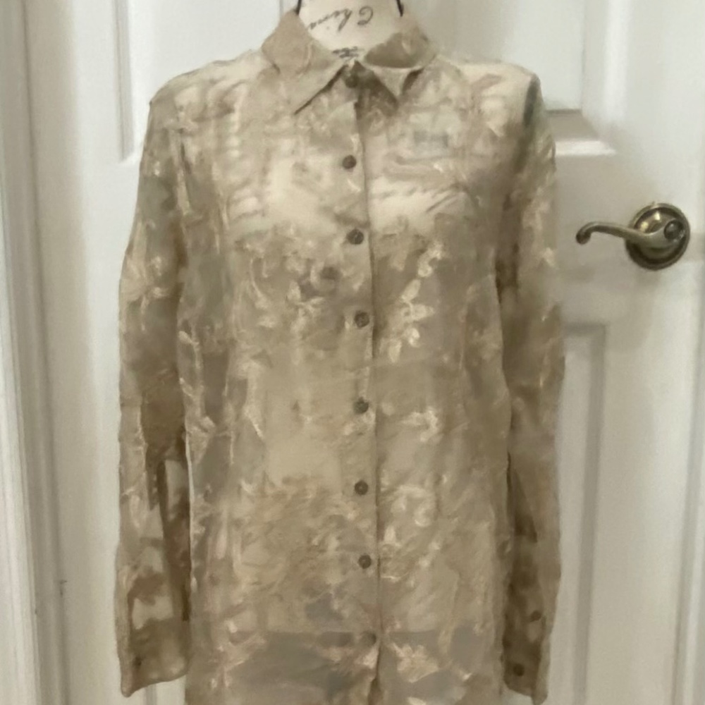 Chico Design, Sheer Collared, Button Down Blouse,… - image 1